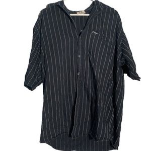 G Unit Black Button Down Shirt Striped Collared